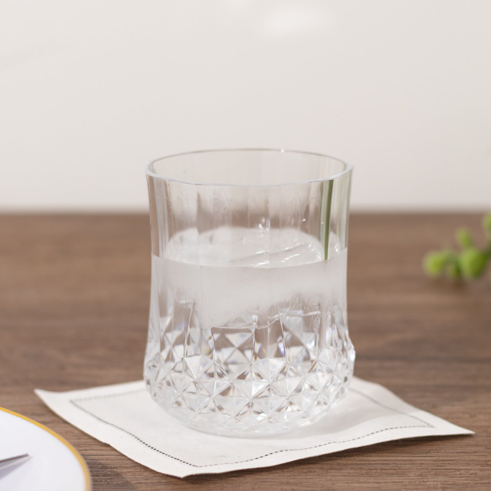 6-Pack Clear Plastic Stemless Wine Glasses 8oz, Crystal Cut Style - Shatterproof Reusable Whiskey Cups